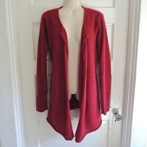 Joan Vass Red 100% Cashmere Open Lagenlook Cardigan L/XL